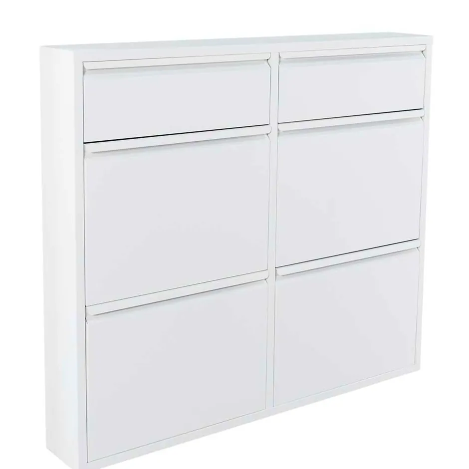 Wohnen Weißer Schuhschrank aus Metall pulverbeschichtet - Cioara