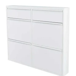 Wohnen Weißer Schuhschrank aus Metall pulverbeschichtet - Cioara