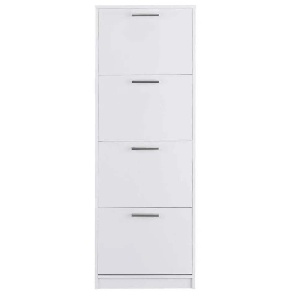 Wohnen Weißer Schuhschrank mit vier Schuhwalzen - Badryca