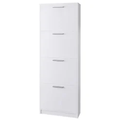 Wohnen Weißer Schuhschrank mit vier Schuhwalzen - Badryca