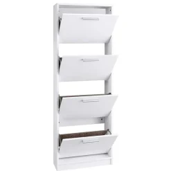 Wohnen Weißer Schuhschrank mit vier Schuhwalzen - Badryca