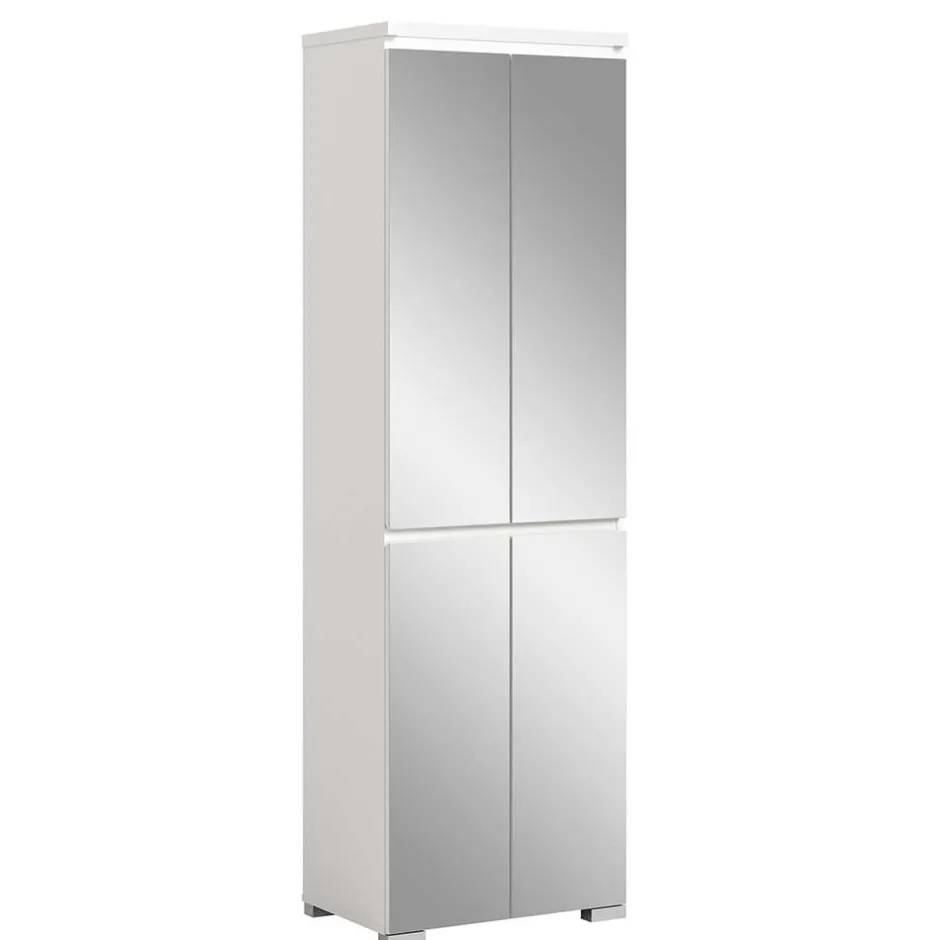 Weißer Schuhschrank mit vier Spiegeltüren - Dany^Wohnen Online