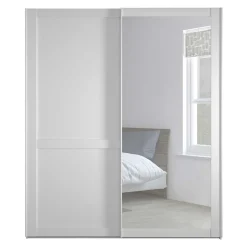 Wohnen Weißer Schwebetüren-Schrank mit Spiegel - Flinn