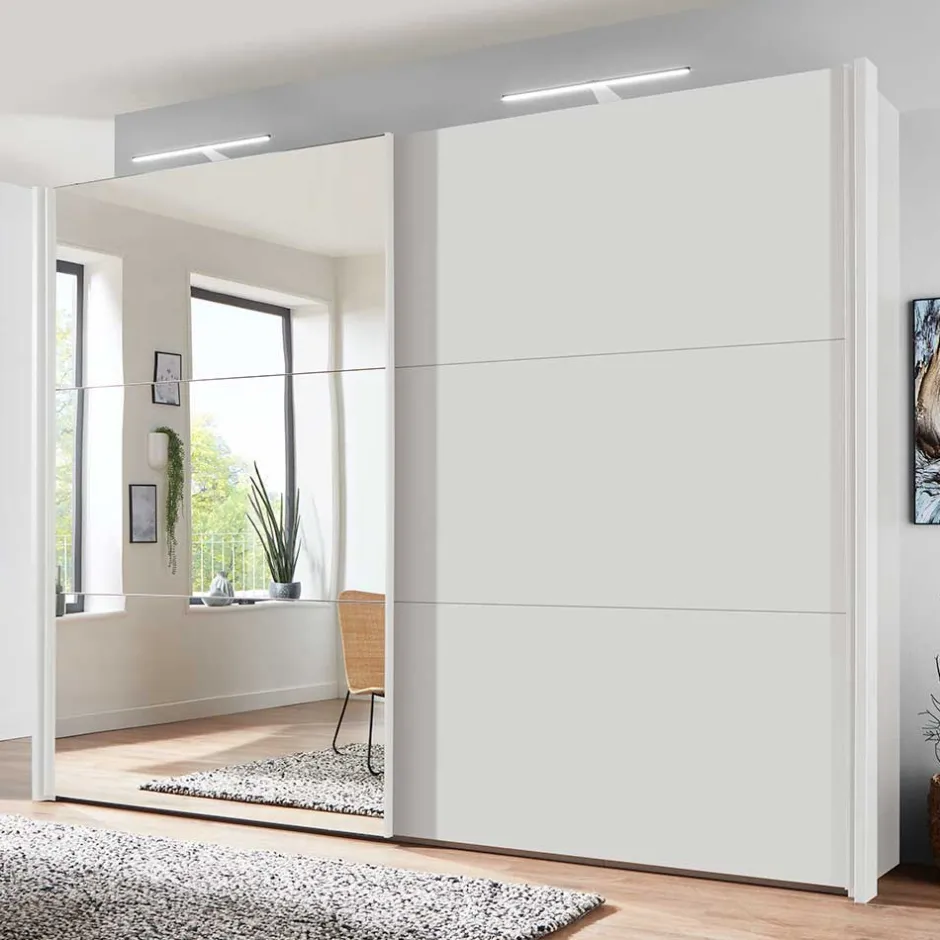 Weißer Schwebetürenschrank mit Spiegel links - Elenya^Wohnen Sale