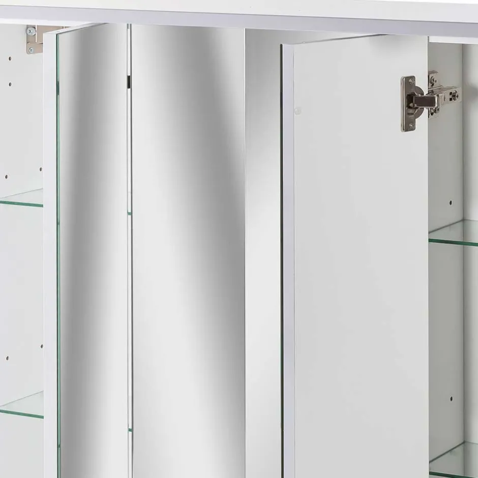 Wohnen Weißer Spiegelschrank für das Bad - Yuliva