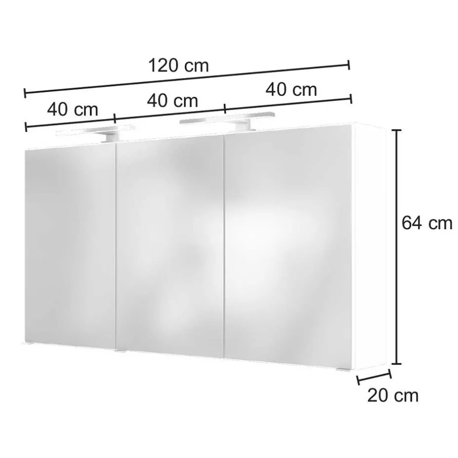 Wohnen Weißer Spiegelschrank in 120cm Breite - Vandan