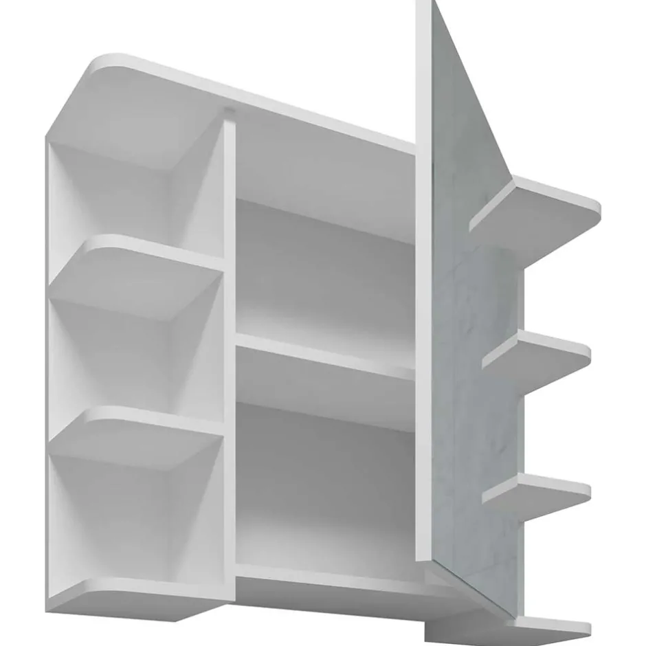 Weißer Spiegelschrank mit seitlichen Regalen - Huanga^Wohnen Clearance