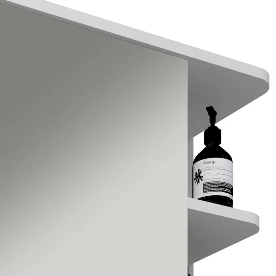 Weißer Spiegelschrank mit seitlichen Regalen - Huanga^Wohnen Clearance