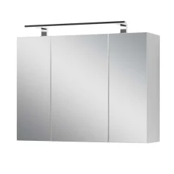 Wohnen Weißer Spiegelschrank mit LED Licht - 3-türig - Rumanian