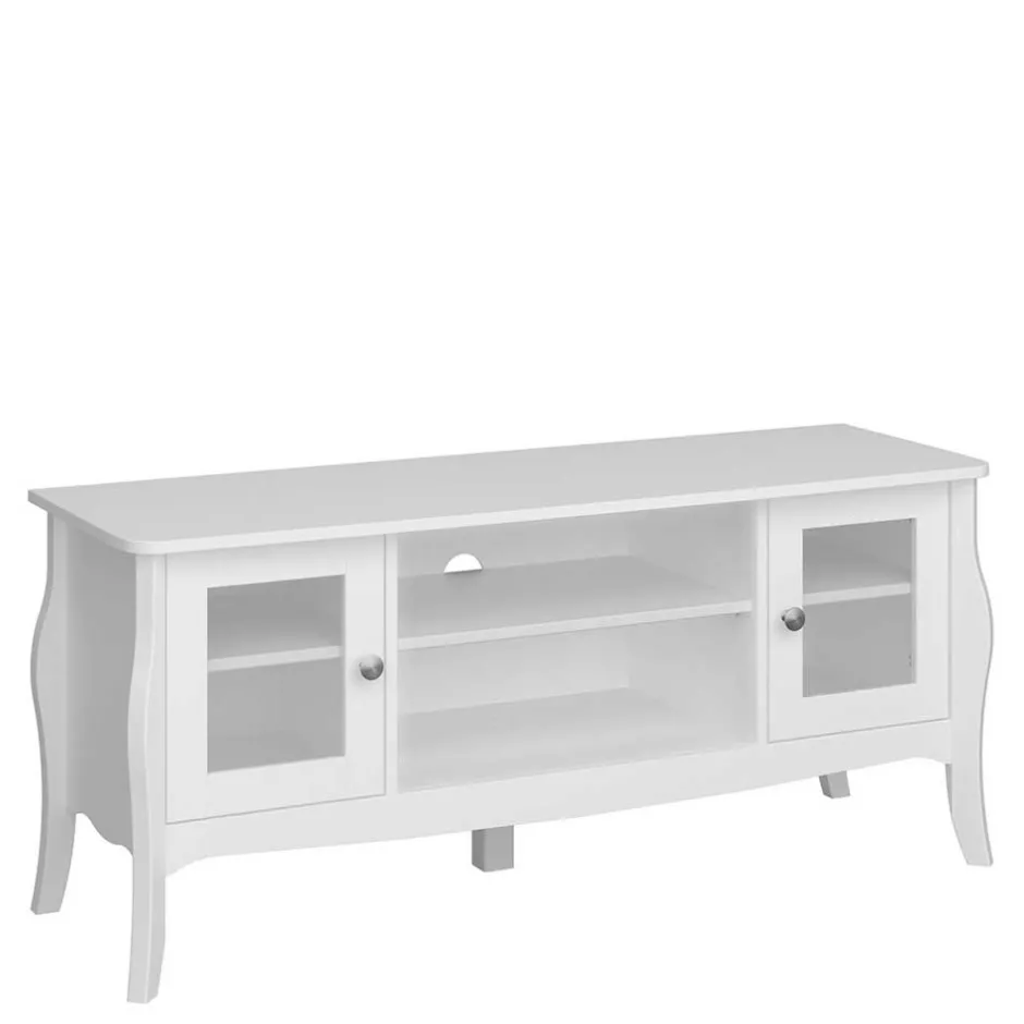 Wohnen Weißer TV Unterschrank mit zwei Glastüren - Dosalino