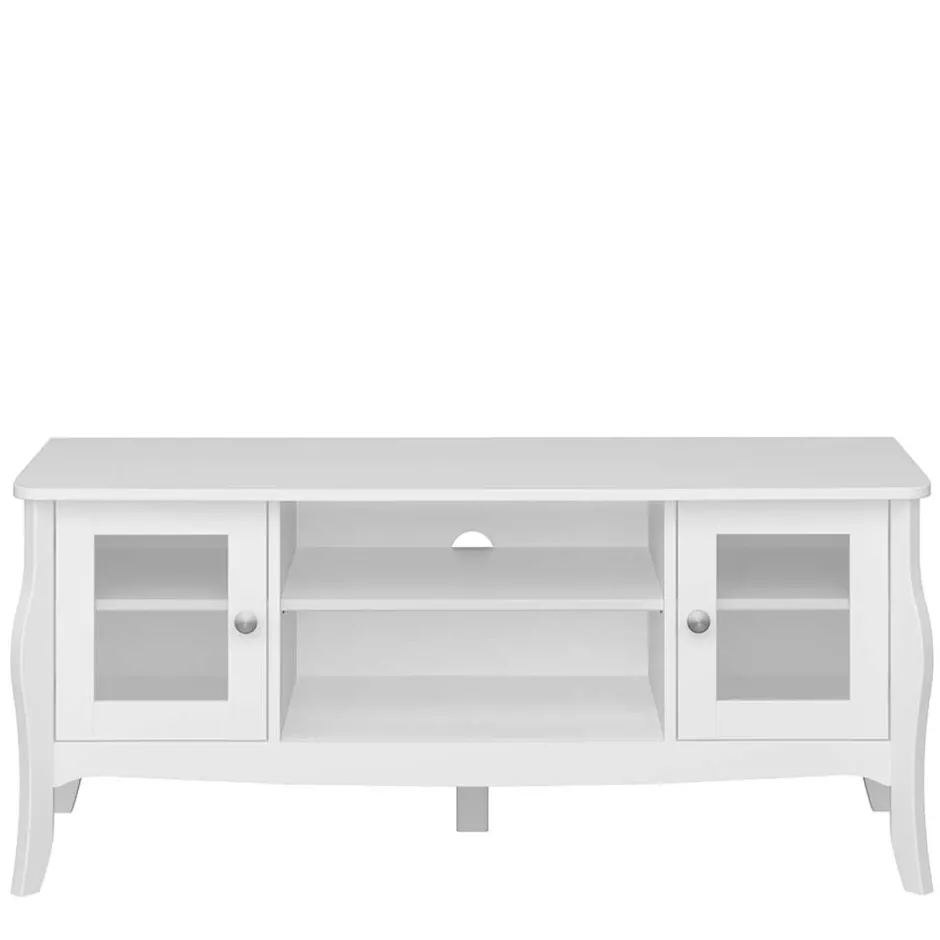 Wohnen Weißer TV Unterschrank mit zwei Glastüren - Dosalino