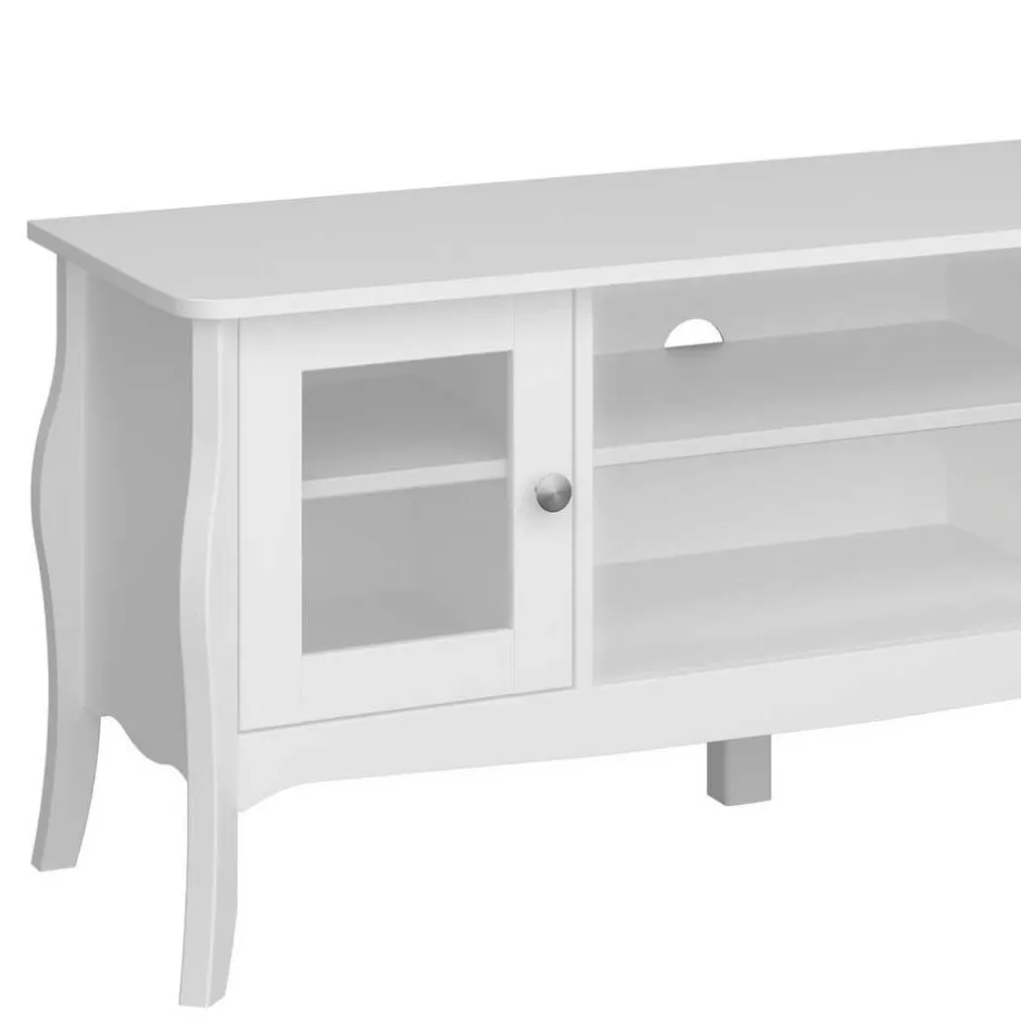 Wohnen Weißer TV Unterschrank mit zwei Glastüren - Dosalino