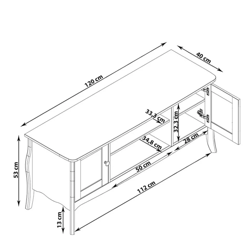 Wohnen Weißer TV Unterschrank mit zwei Glastüren - Dosalino