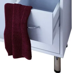 Wohnen Weißer Unterbeckenschrank mit Milchglas-Tür - Eiken