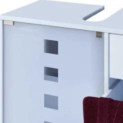 Wohnen Weißer Unterbeckenschrank mit Milchglas-Tür - Eiken