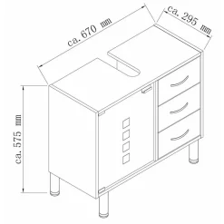 Wohnen Weißer Unterbeckenschrank mit Milchglas-Tür - Eiken