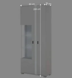 Weißer Vitrinenschrank mit LED Beleuchtung - Tirol^Wohnen Best