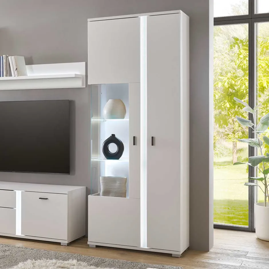 Weißer Vitrinenschrank mit LED Beleuchtung - Tirol^Wohnen Best