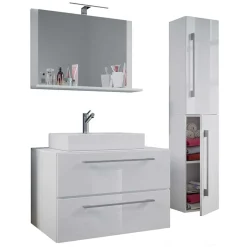 Weißer Waschplatz & Hochschrank - Ipsum (dreiteilig)^Wohnen