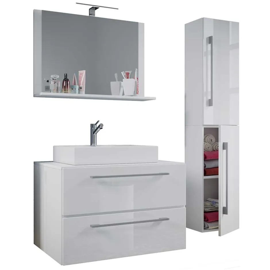 Weißer Waschplatz & Hochschrank - Ipsum (dreiteilig)^Wohnen