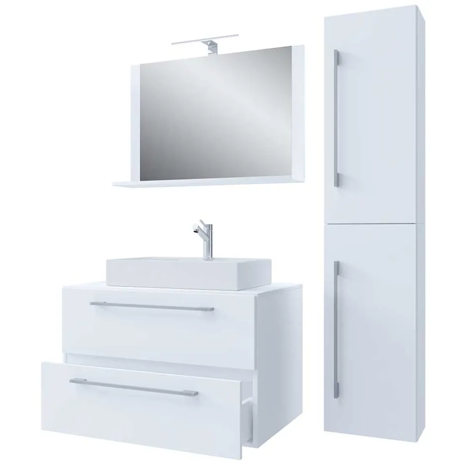 Weißer Waschplatz & Hochschrank - Ipsum (dreiteilig)^Wohnen