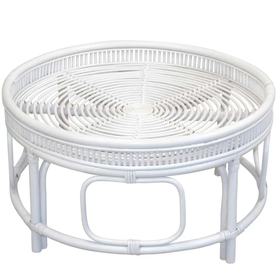 Weißer Wohnzimmertisch aus Rattan - Lovran^Wohnen Discount