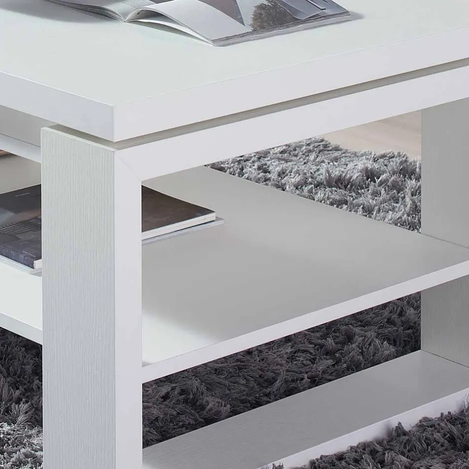 Wohnen Weißer Wohnzimmertisch Mercana mit Tischplatte klappbar