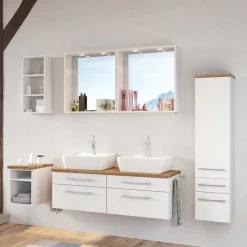 Weißes Bad Set mit Doppelwaschtisch - Enwicos I (sechsteilig)^Wohnen Hot