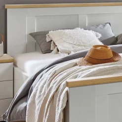 Weißes Bett im Country Style mit Absetzung - Ignacio^Wohnen