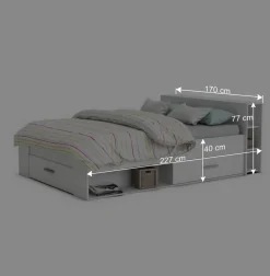 Weißes Bett 160x200 cm mit Stauraum - Monja^Wohnen Clearance