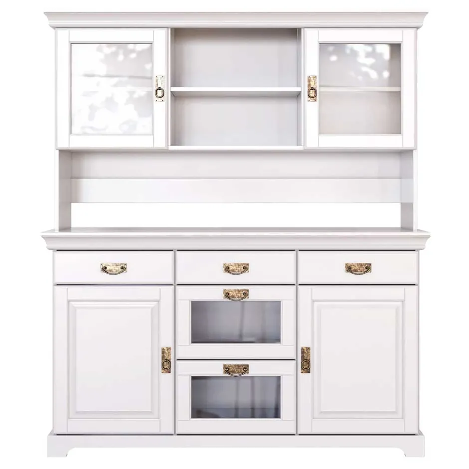 Wohnen Weißes Buffet Schrank aus Kiefer massiv - Akbelev