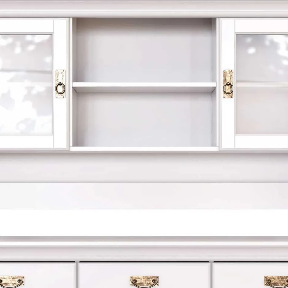 Wohnen Weißes Buffet Schrank aus Kiefer massiv - Akbelev