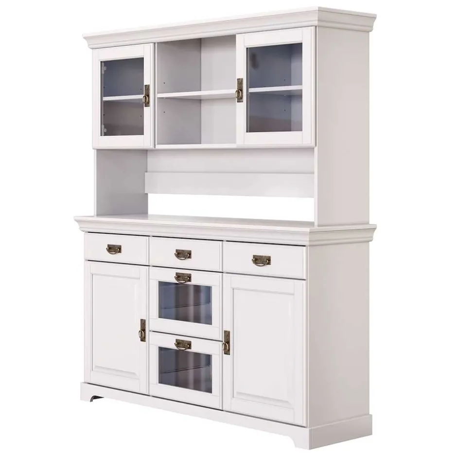 Wohnen Weißes Buffet Schrank aus Kiefer massiv - Akbelev