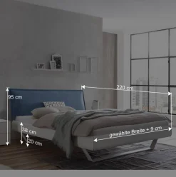 Weißes Designbett mit Polsterkopfteil in Blau - Giralna^Wohnen Online