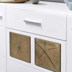 Wohnen Weißes Design-Sideboard mit Glas & LED - Lisepio