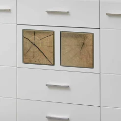 Wohnen Weißes Design-Sideboard mit Glas & LED - Lisepio