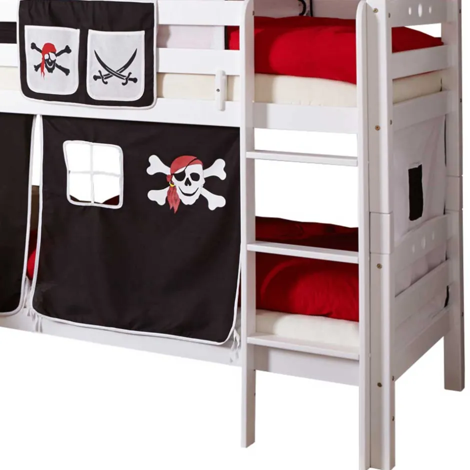 Kinder Wohnen Weißes Doppelstockbett Pirat mit Rutsche - Cosenza