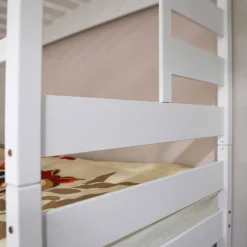 Kinder Wohnen Weißes Hausbett aus Kiefernholz 90x200 Drois mit Tier Motiven