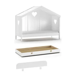 Kinder Wohnen Weißes Hausbett dreiseitig geschlossen - Grandory