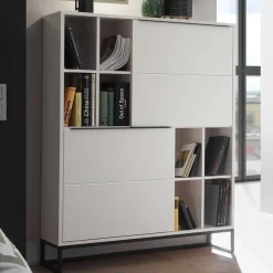 Weißes Highboard mit 8 Fächern & 2 Türen - Enkraja^Wohnen