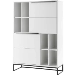 Weißes Highboard mit 8 Fächern & 2 Türen - Enkraja^Wohnen