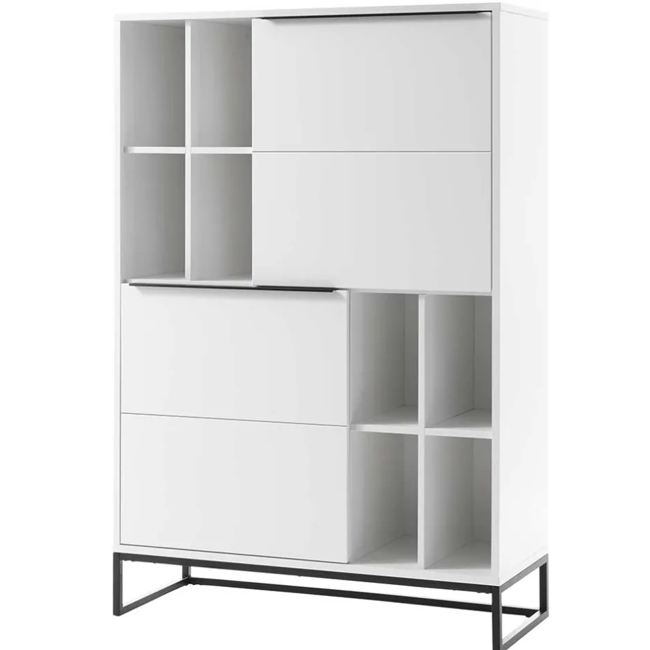 Weißes Highboard mit 8 Fächern & 2 Türen - Enkraja^Wohnen