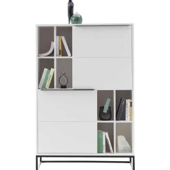 Weißes Highboard mit 8 Fächern & 2 Türen - Enkraja^Wohnen