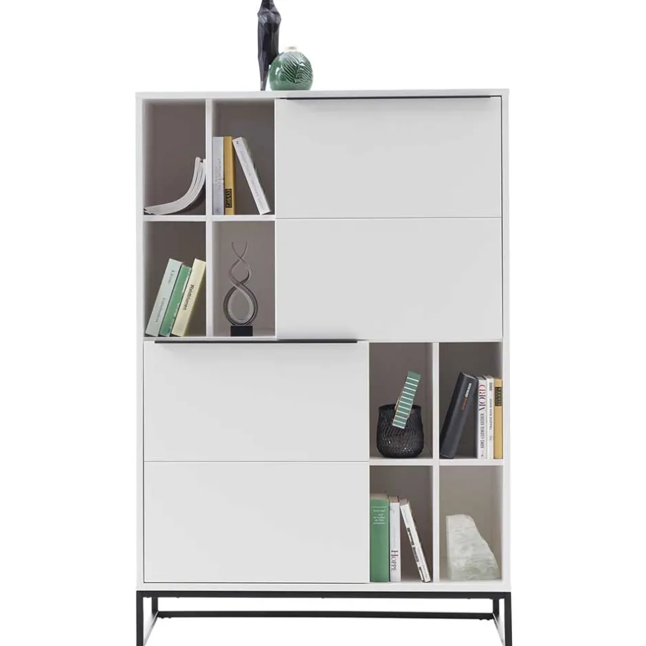 Weißes Highboard mit 8 Fächern & 2 Türen - Enkraja^Wohnen