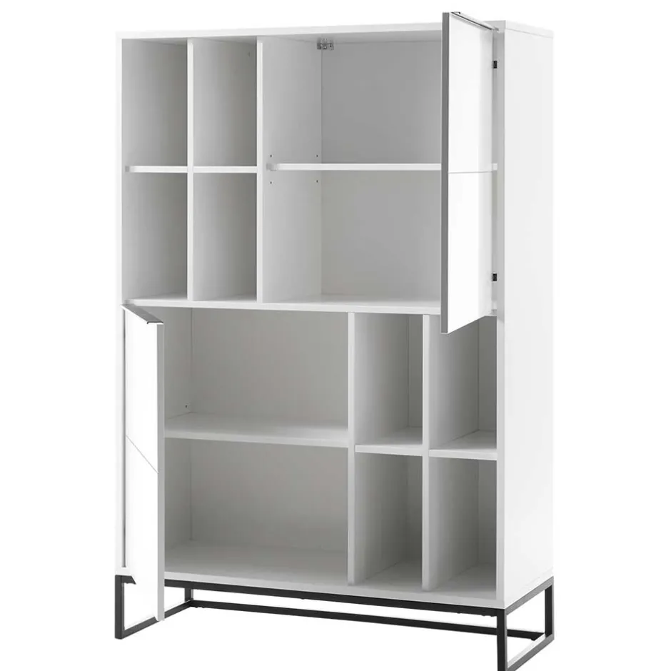 Weißes Highboard mit 8 Fächern & 2 Türen - Enkraja^Wohnen