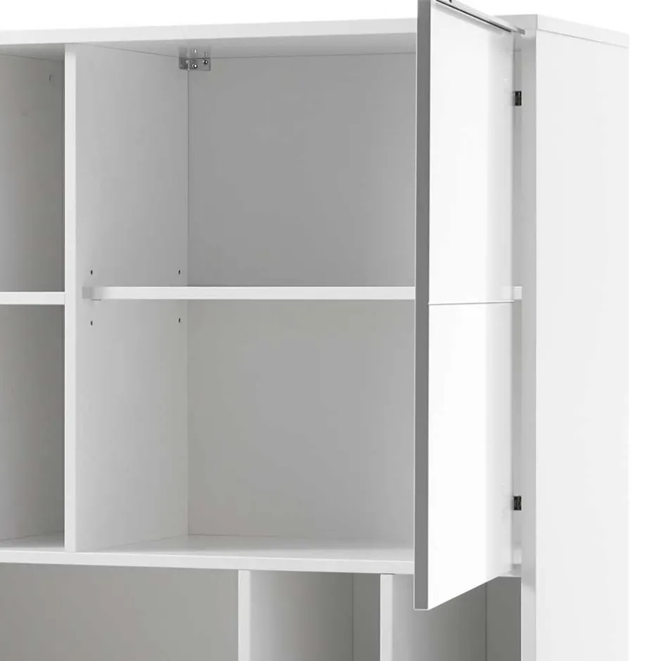 Weißes Highboard mit 8 Fächern & 2 Türen - Enkraja^Wohnen