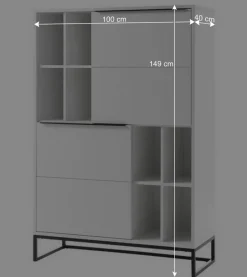 Weißes Highboard mit 8 Fächern & 2 Türen - Enkraja^Wohnen