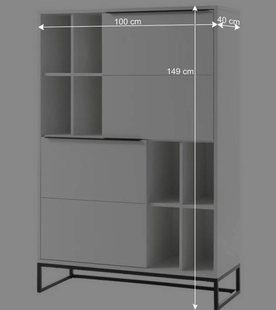 Weißes Highboard mit 8 Fächern & 2 Türen - Enkraja^Wohnen