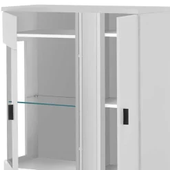 Weißes Highboard mit Glaseinsatz und LED Beleuchtung - Tirol^Wohnen Hot