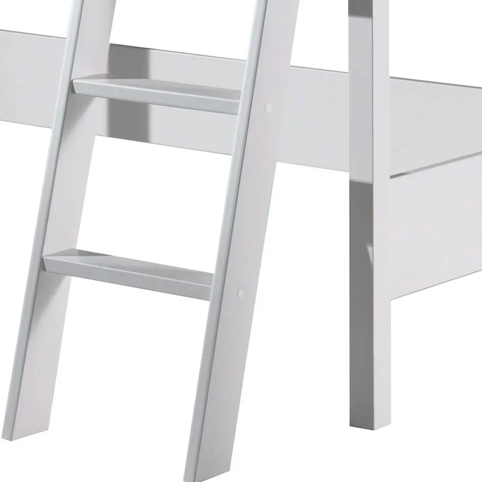 Kinder Wohnen Weißes Hochbett aus Massivholz - Sarabuja